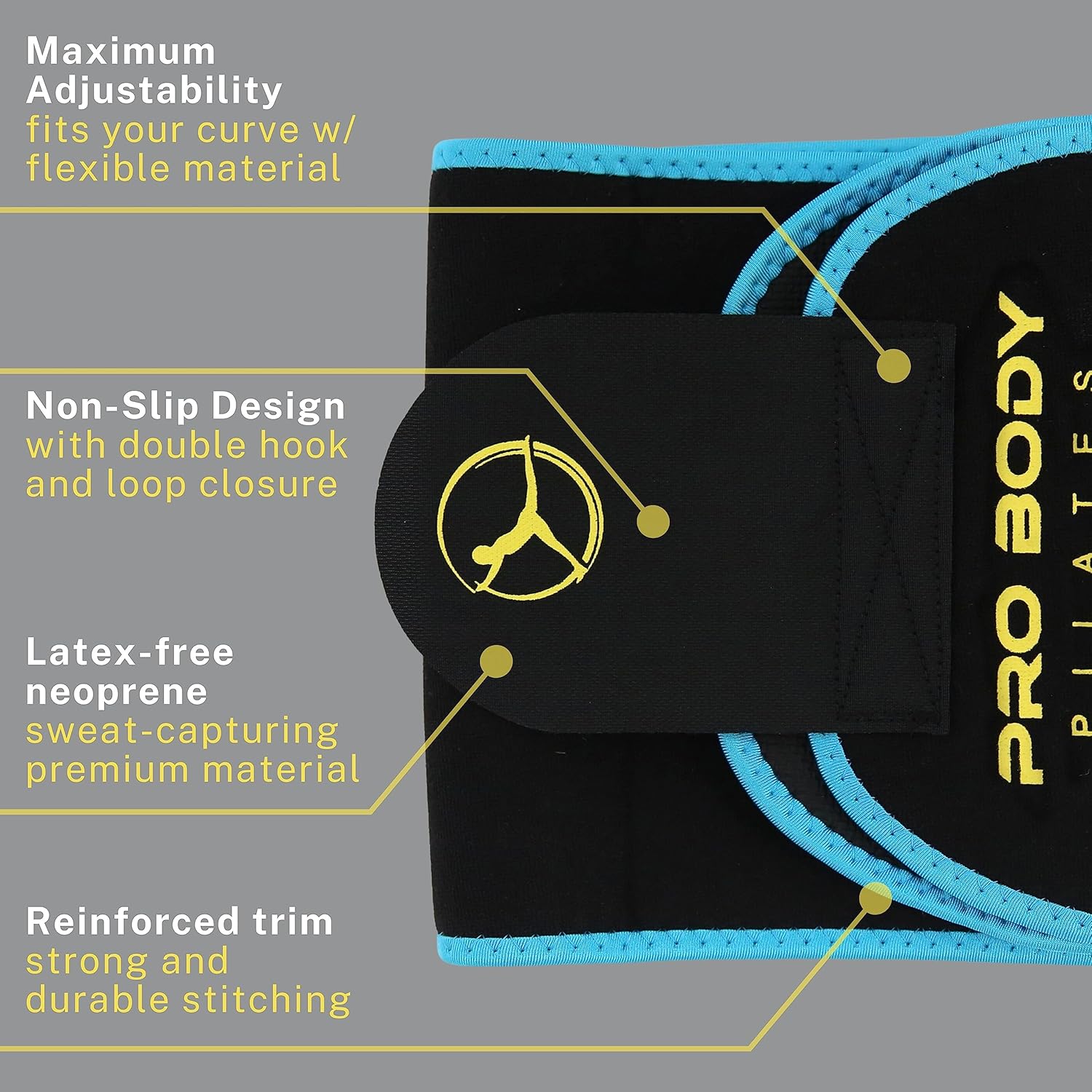 Unisex ProBody Pilates Waist Sweat Band for Intense Workouts - Waist Trimmer Belt for Men and Women