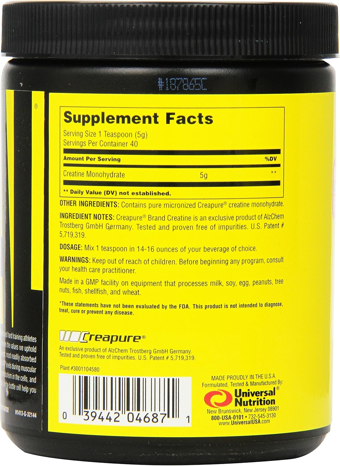 Universal Nutrition Creatine Powder - 200 Grams, Pack of 2 - Muscle Building Supplement