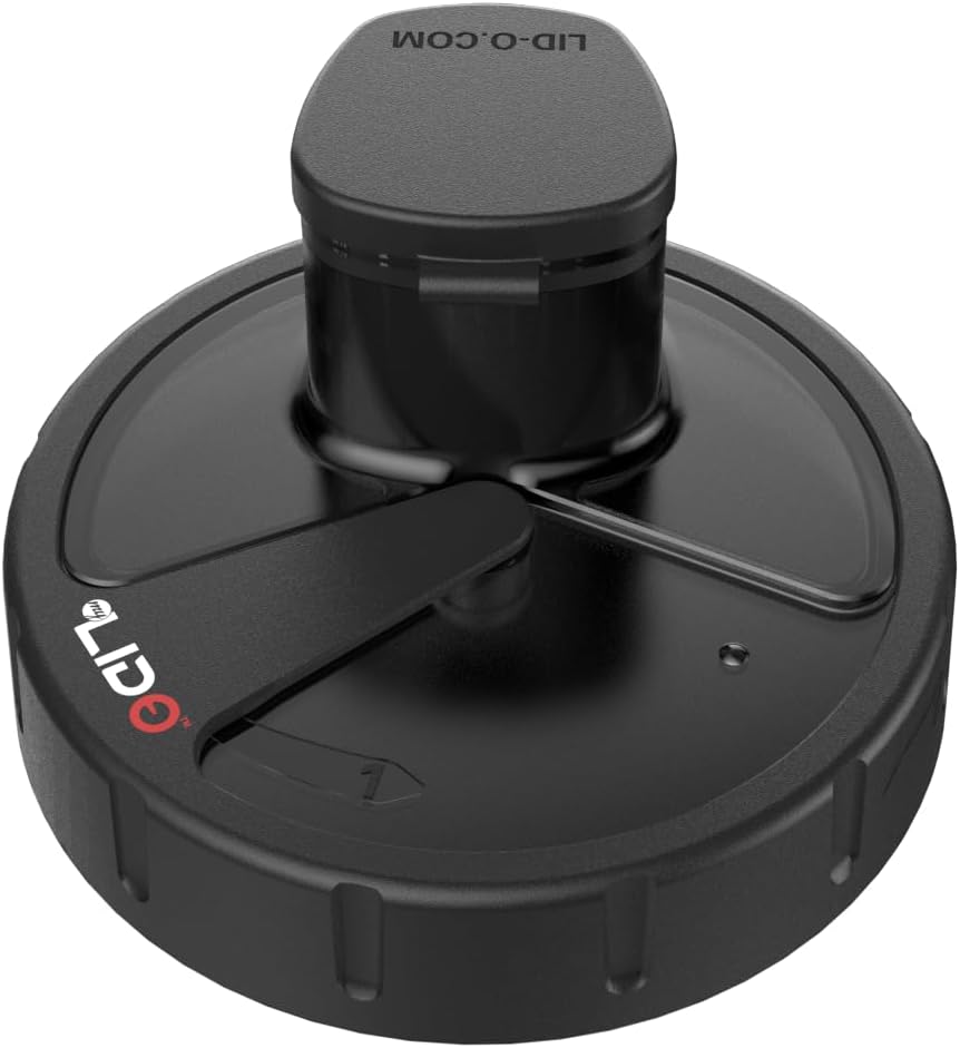 Universal Size Protein Powder Dispenser Scoop with Funnel Attachment - BPA Free, Hands-Free Lid - Fits All Brands for Pre & Post Workout Supplements