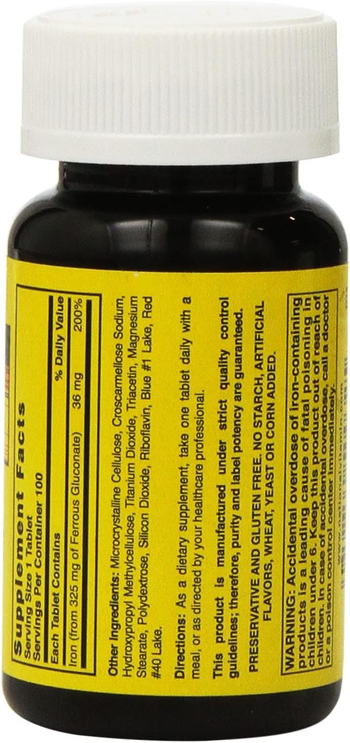 Unknown Artist Nature's Blend Ferrous Gluconate Tablets 324 mg - 100 Count (Pack of 6)