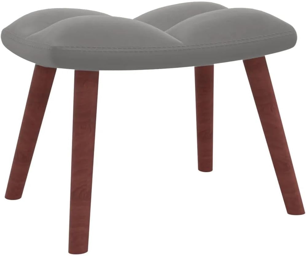 UPFVBLE Light Gray Velvet Relaxing Chair with Stool, Foam-Filled, Easy to Install