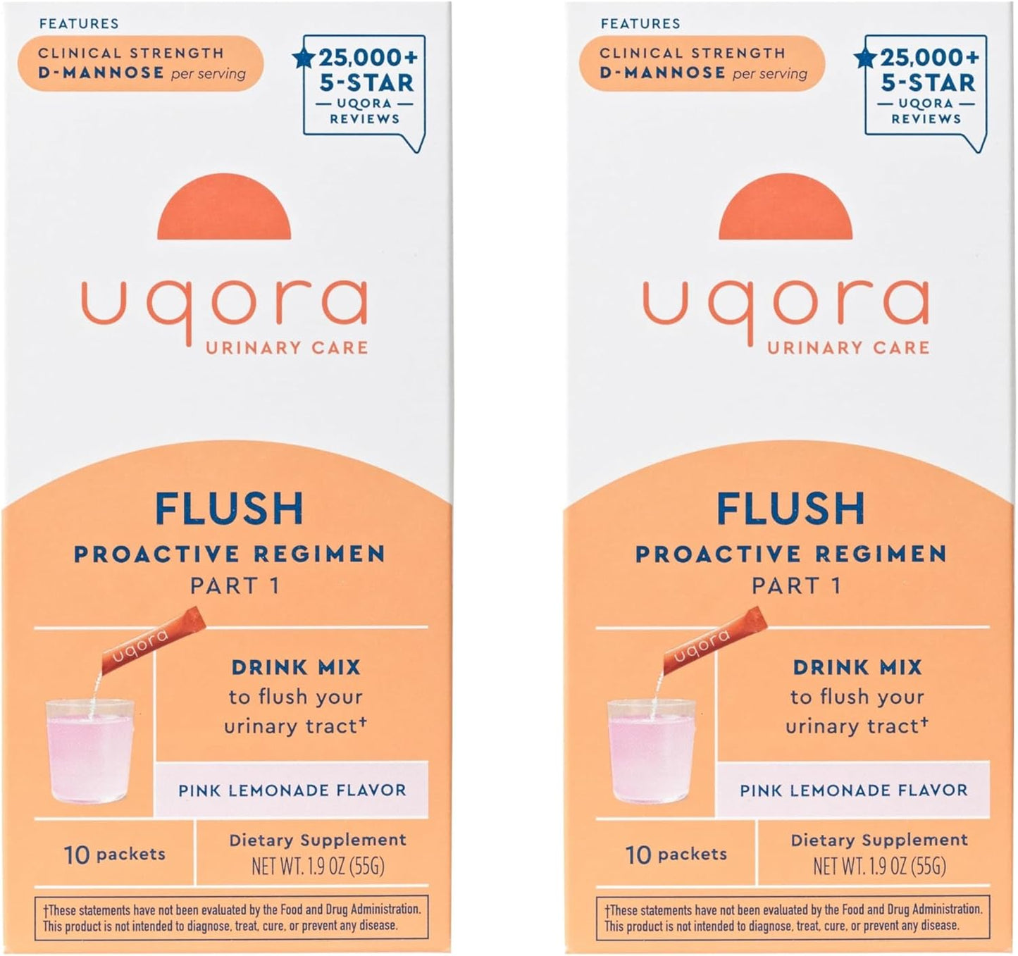 Uqora Flush - Urinary Tract Support Supplement with D-Mannose, Vitamin C, Vitamin B6, Potassium, Magnesium & Calcium - Gluten-Free & Vegan - Pink Lemonade Flavor - 40 Packets - BoostGo Australia