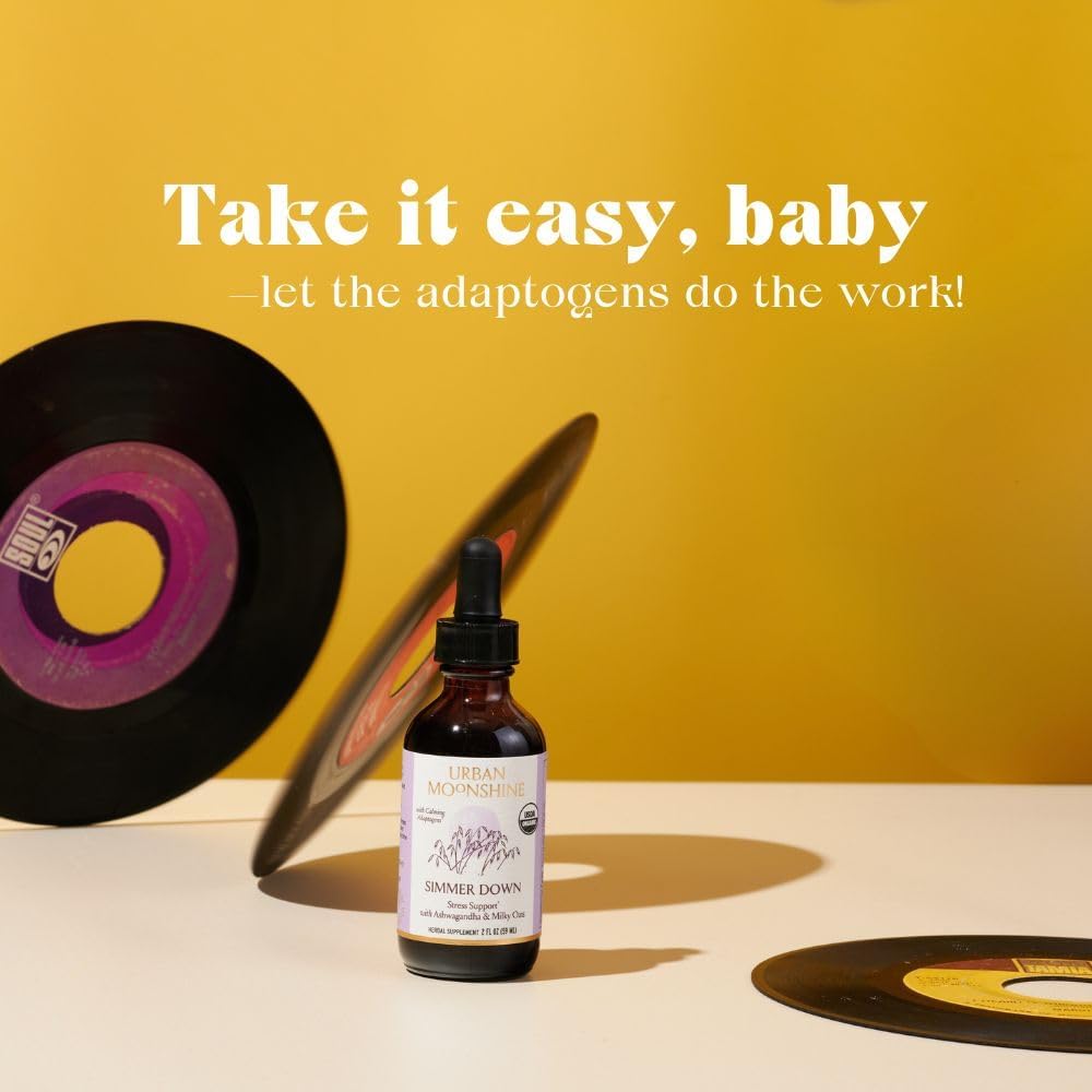 Urban Moonshine Stress Support Tonic with Ashwagandha & Milky Oats for Nervousness & Irritability - Mellow Mood Promoting Herbal Supplement - 2 Fl Oz