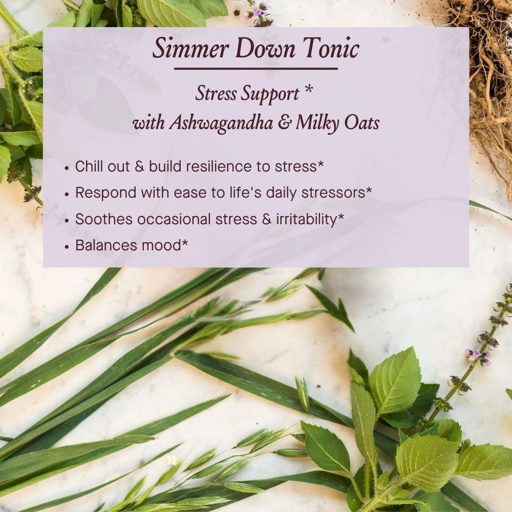 Urban Moonshine Stress Support Tonic with Ashwagandha & Milky Oats for Nervousness & Irritability - Mellow Mood Promoting Herbal Supplement - 2 Fl Oz