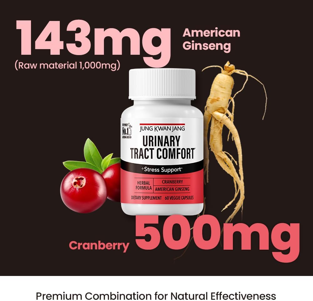 Urinary Tract Health Supplement with Pacran Cranberry and American Ginseng - 60 Capsules for Men and Women