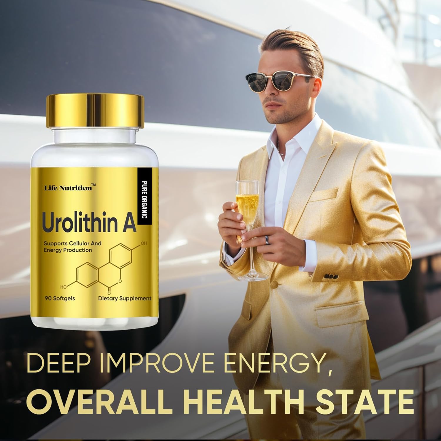 Urolithin A+ Softgels 1000MG, 90 Count, Made in USA for Advanced Cellular Health & Vitality