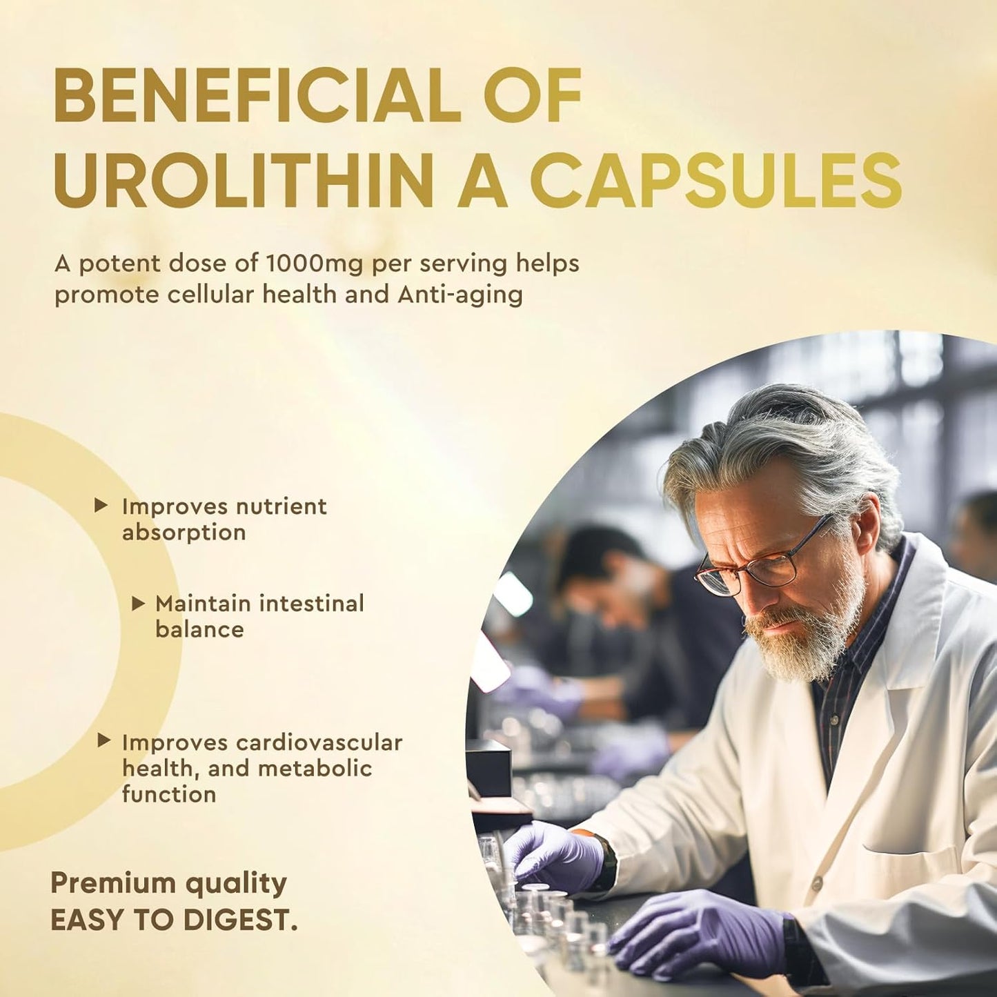 Urolithin A+ Softgels 1000MG, 90 Count, Made in USA for Advanced Cellular Health & Vitality