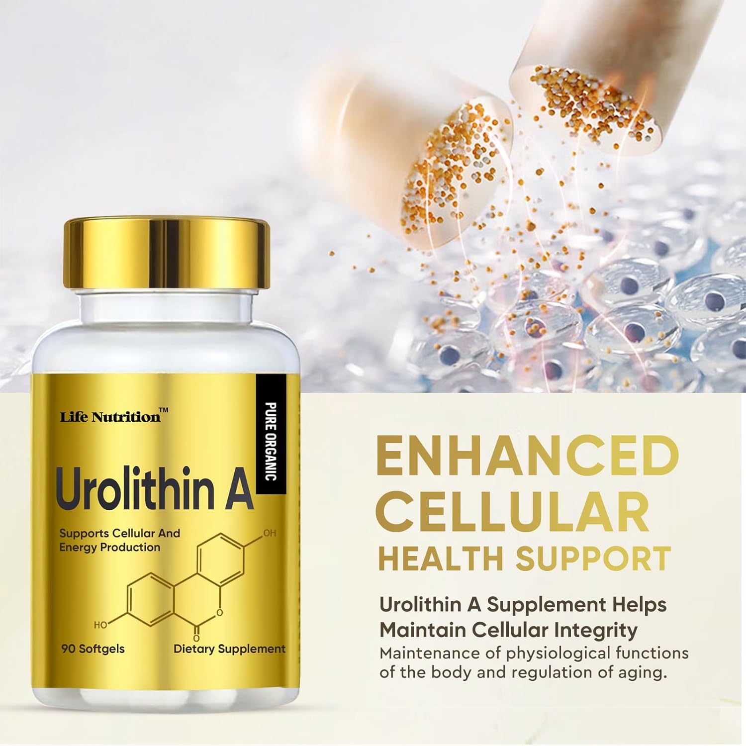 Urolithin A+ Softgels 1000MG, 90 Count, Made in USA for Advanced Cellular Health & Vitality