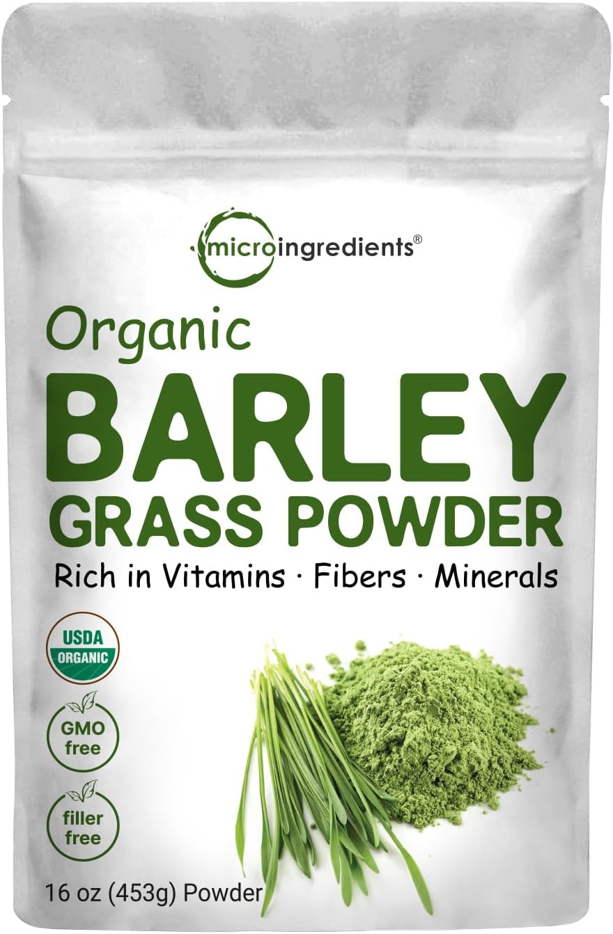 US Grown Organic Barley Grass Powder - 16 Ounces | Rich in Vitamins, Minerals, Antioxidants | Superfood Greens Mix for Immune Health | Non-GMO | Digestion Support - BoostGo Australia