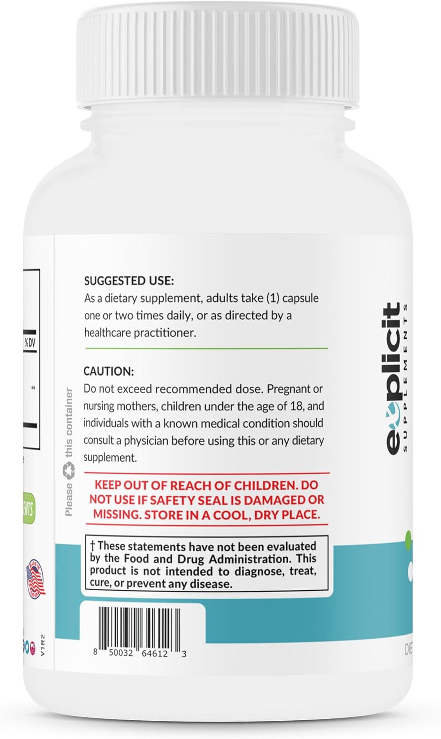 USA-Made eXplicit Supplements S-Acetyl Glutathione SAG Capsules - 300mg Per Dose, 60 Count