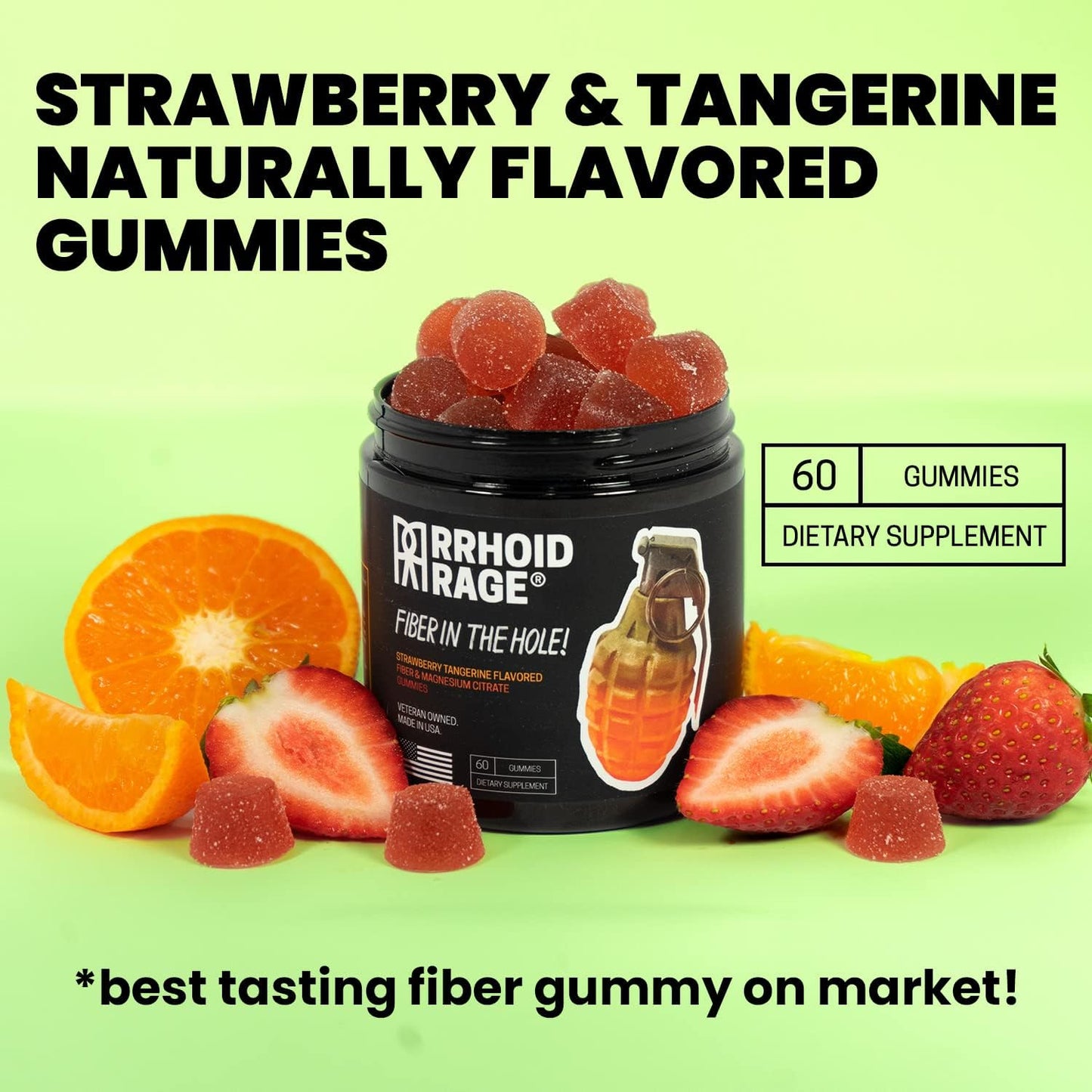 USA-Made Fiber and Magnesium Gummies for Digestive Health - Relieves Constipation, Prevents Hemorrhoids - 60 ct (2)