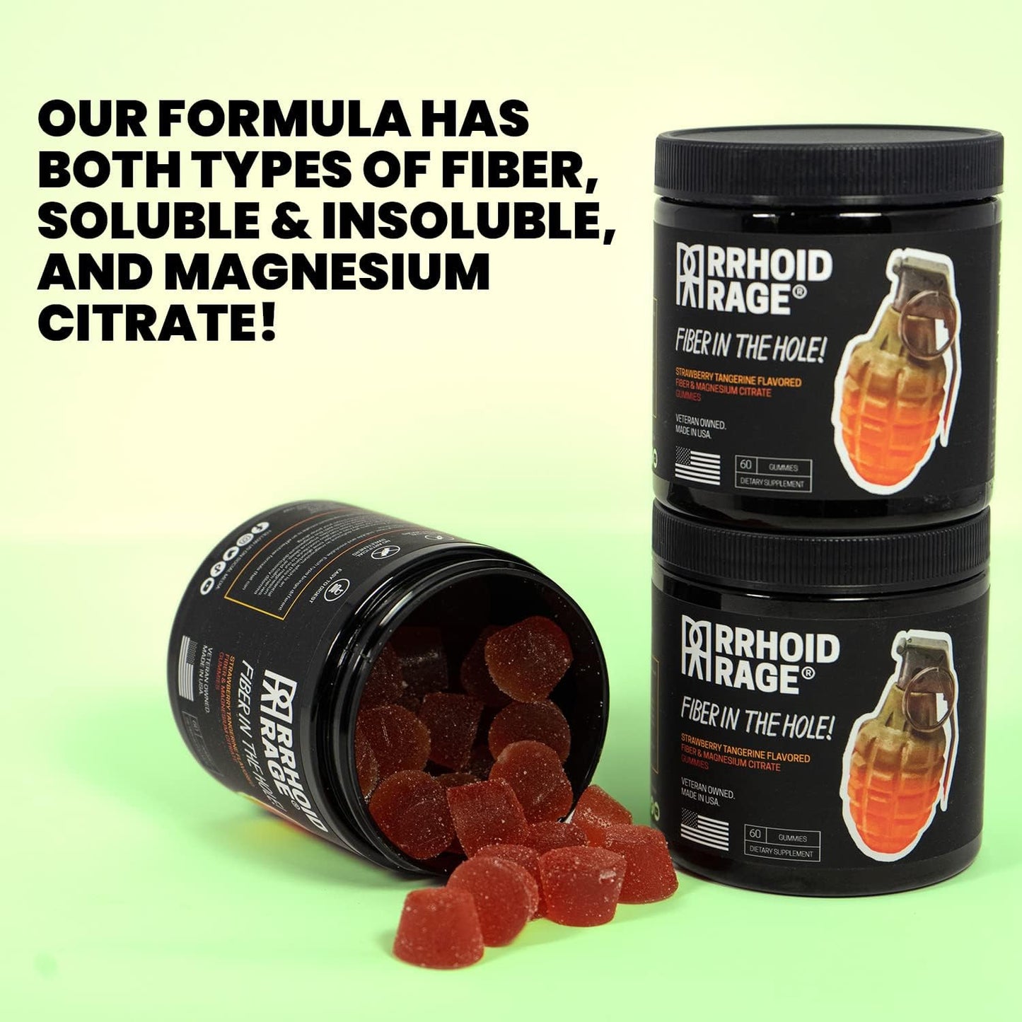 USA-Made Fiber and Magnesium Gummies for Digestive Health - Relieves Constipation, Prevents Hemorrhoids - 60 ct (2)