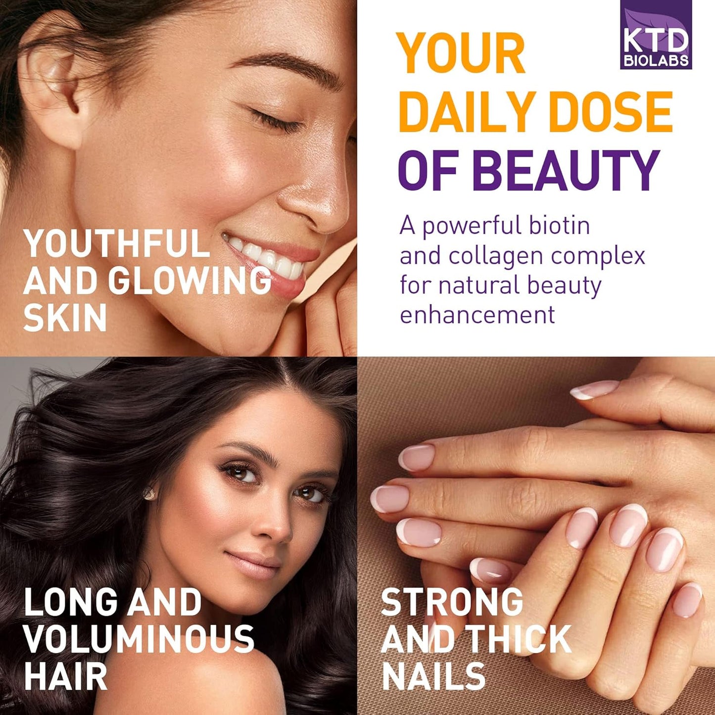 USA-Made Liquid Collagen & Biotin Drops 25,000 mcg for Hair Growth - Hydrolyzed Supplement for Hair Skin Nails - Vitamins for Women Men