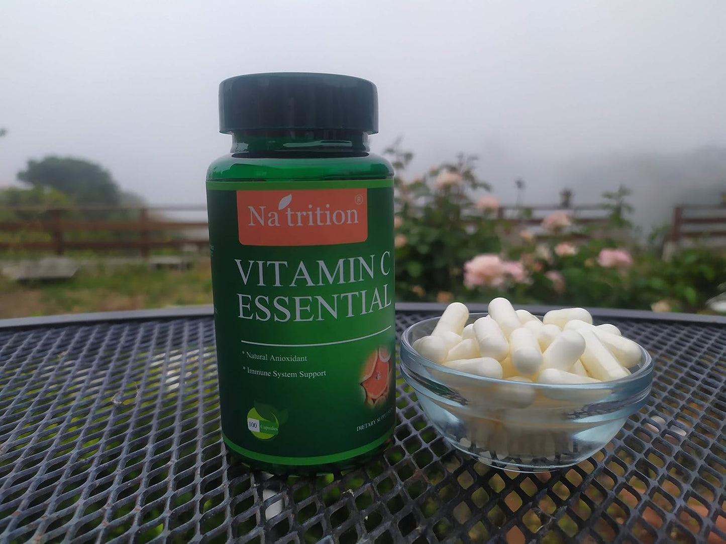 USA-Made Na'trition 1000mg Vitamin C Vagan Capsules for Immune Support & Antioxidants - Citrus Flavor, 50-90 Days Supply