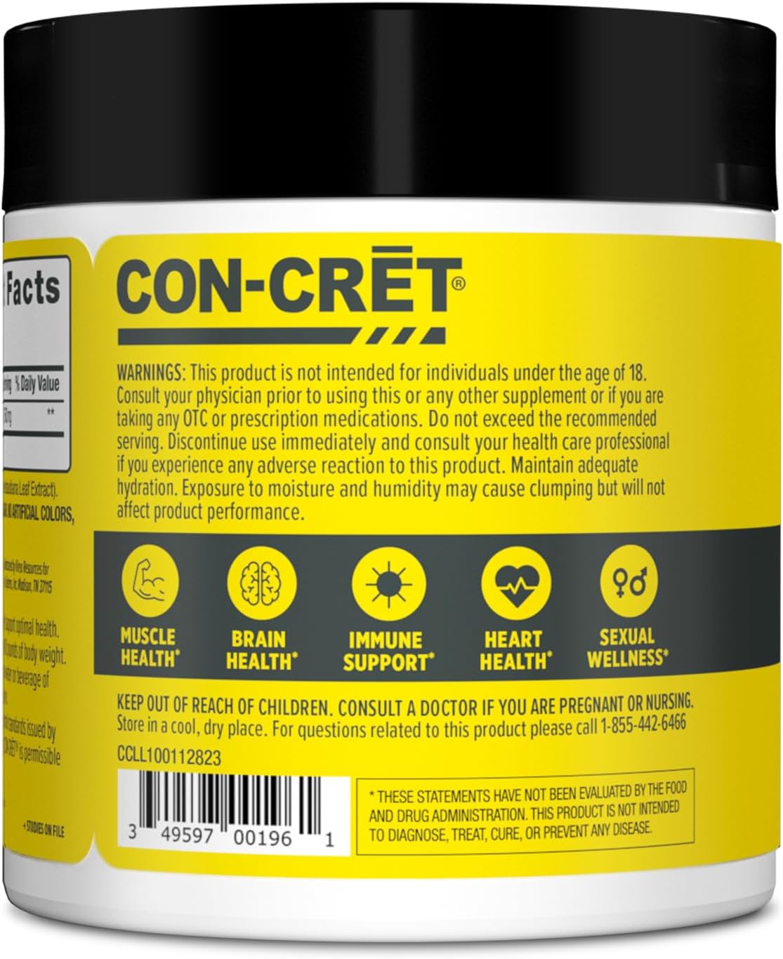 USA Made NSF Certified Raspberry Flavored CON-CRET Creatine HCl Powder for Muscle, Cognitive, and Cellular Energy Support with No Bloating or Cramps - 100 Servings