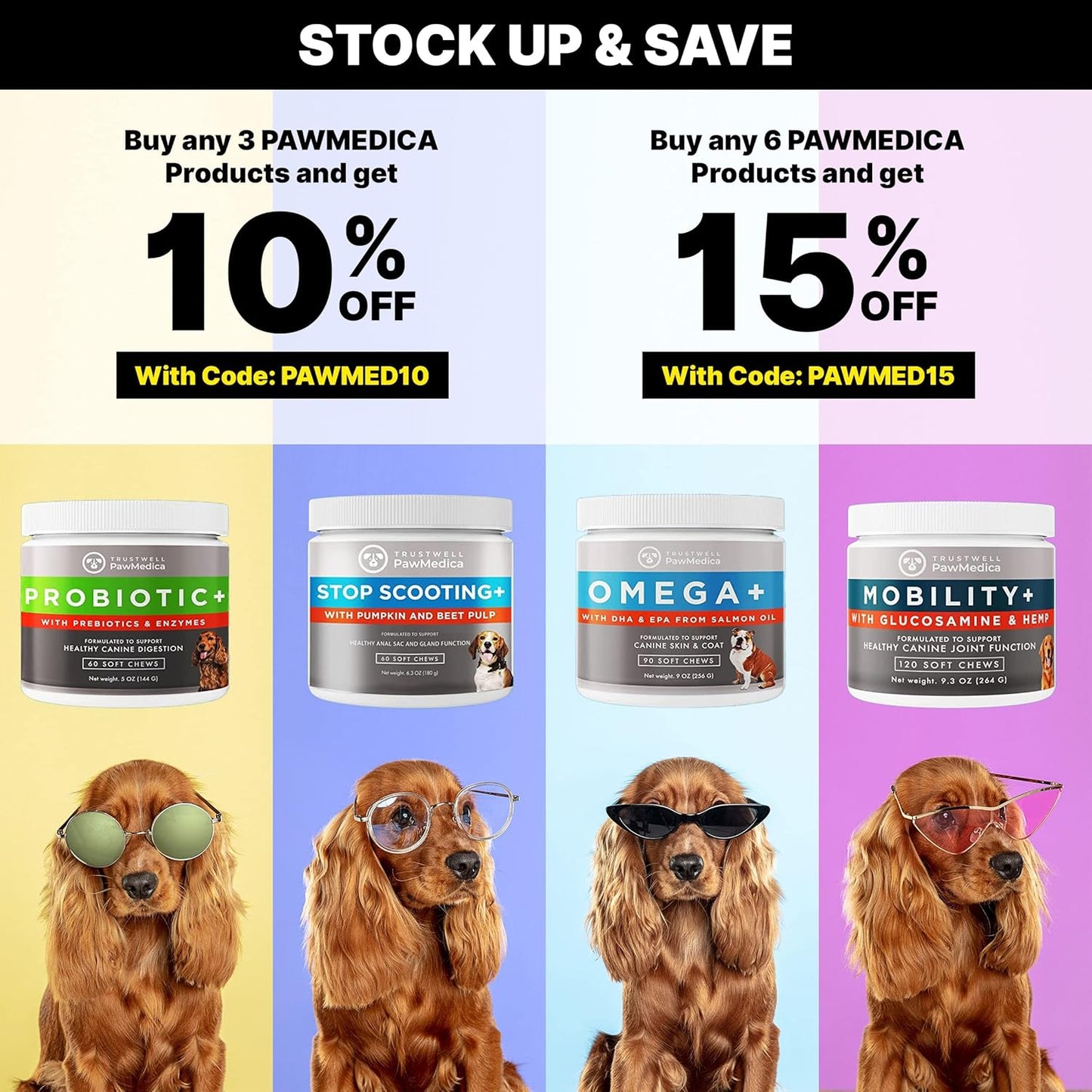 USA-Made PawMedica Dog Probiotic Chews with Digestive Enzymes & Prebiotics - 120 Treats for Digestive Support