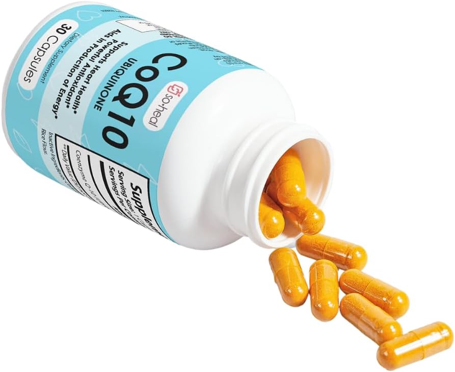USA-Made SoHeal CoQ10 Ubiquinone Capsules for Heart Health, Blood Pressure & Energy - High Bioavailability Coenzyme Q10 Supplement for Men & Women