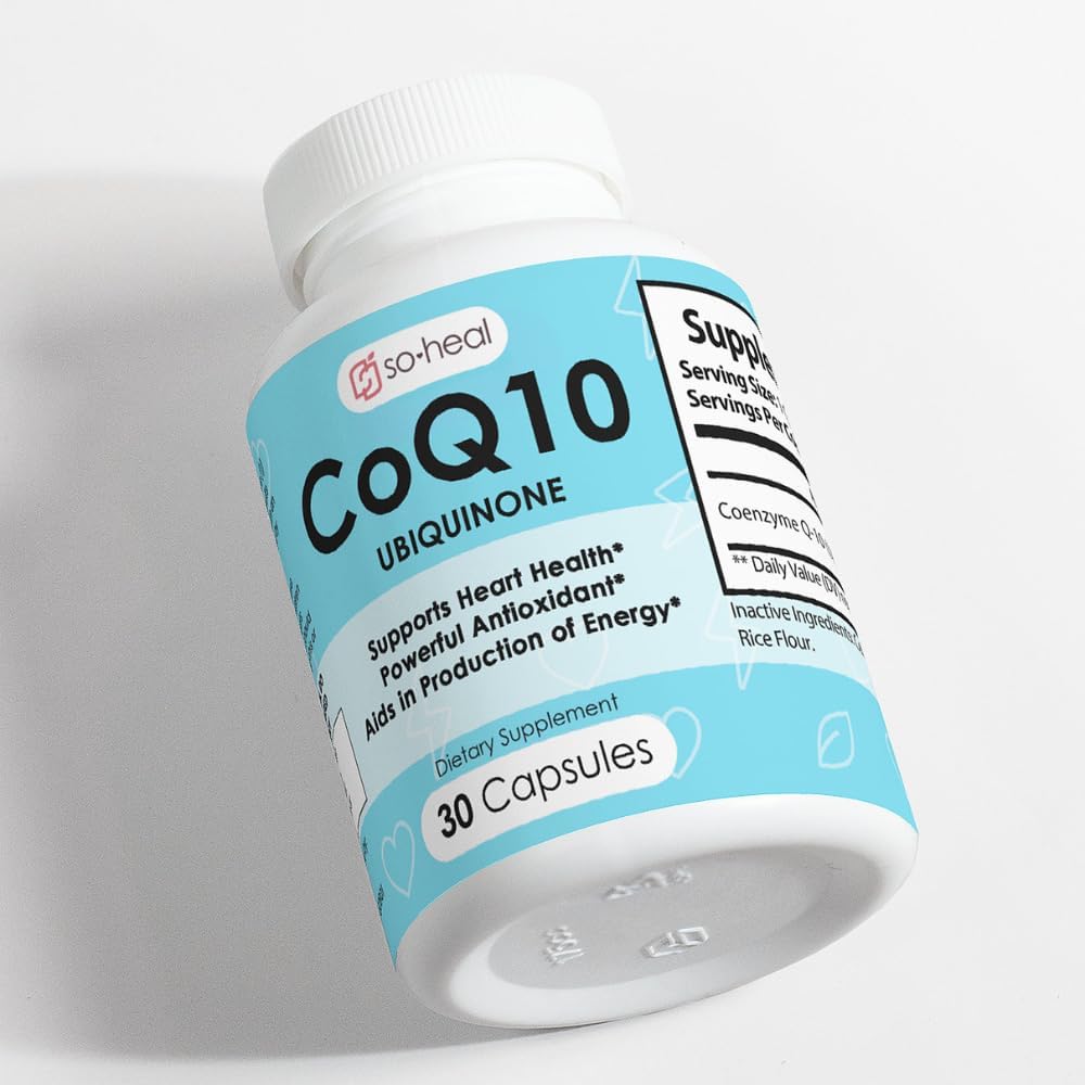USA-Made SoHeal CoQ10 Ubiquinone Capsules for Heart Health, Blood Pressure & Energy - High Bioavailability Coenzyme Q10 Supplement for Men & Women
