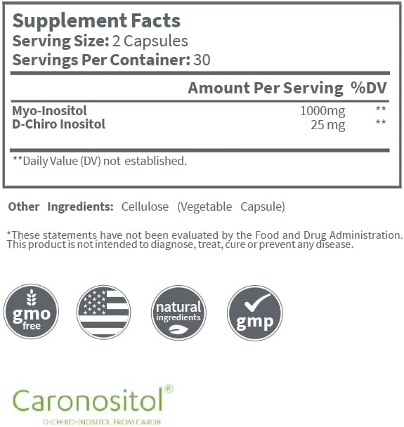 USA Medical Vitamin B8 (Inositol) - Supports Heart Health, Cholesterol, and Brain Function - 60 Capsules