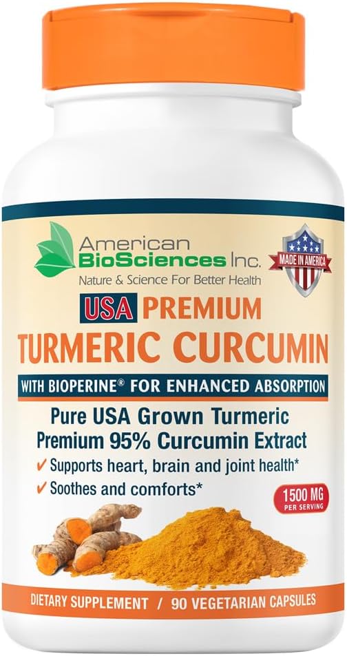 USA Premium Turmeric Curcumin Capsules with BioPerine - 1500mg, 95% Curcuminoids & Black Pepper Extract - Joint Support - 90 Capsules - BoostGo Australia
