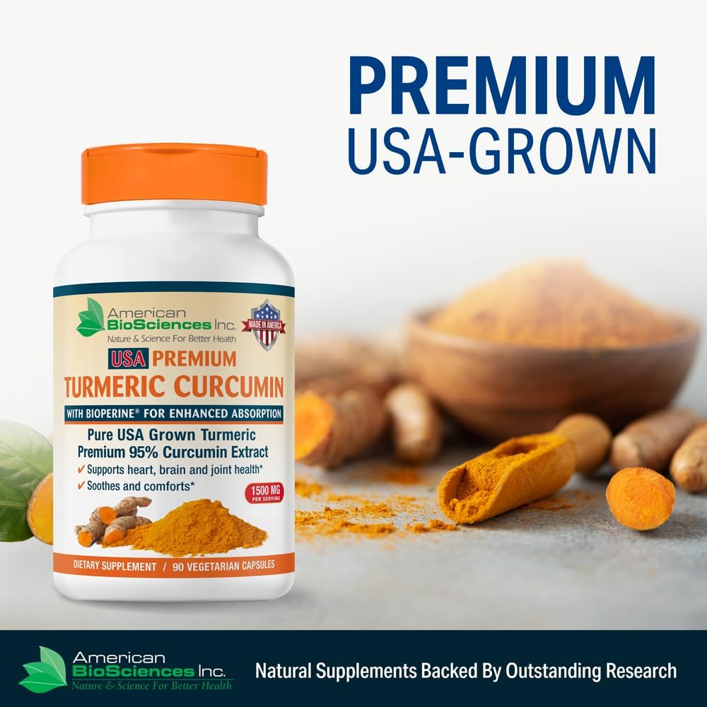 USA Premium Turmeric Curcumin Capsules with BioPerine - 1500mg, 95% Curcuminoids & Black Pepper Extract - Joint Support - 90 Capsules - BoostGo Australia