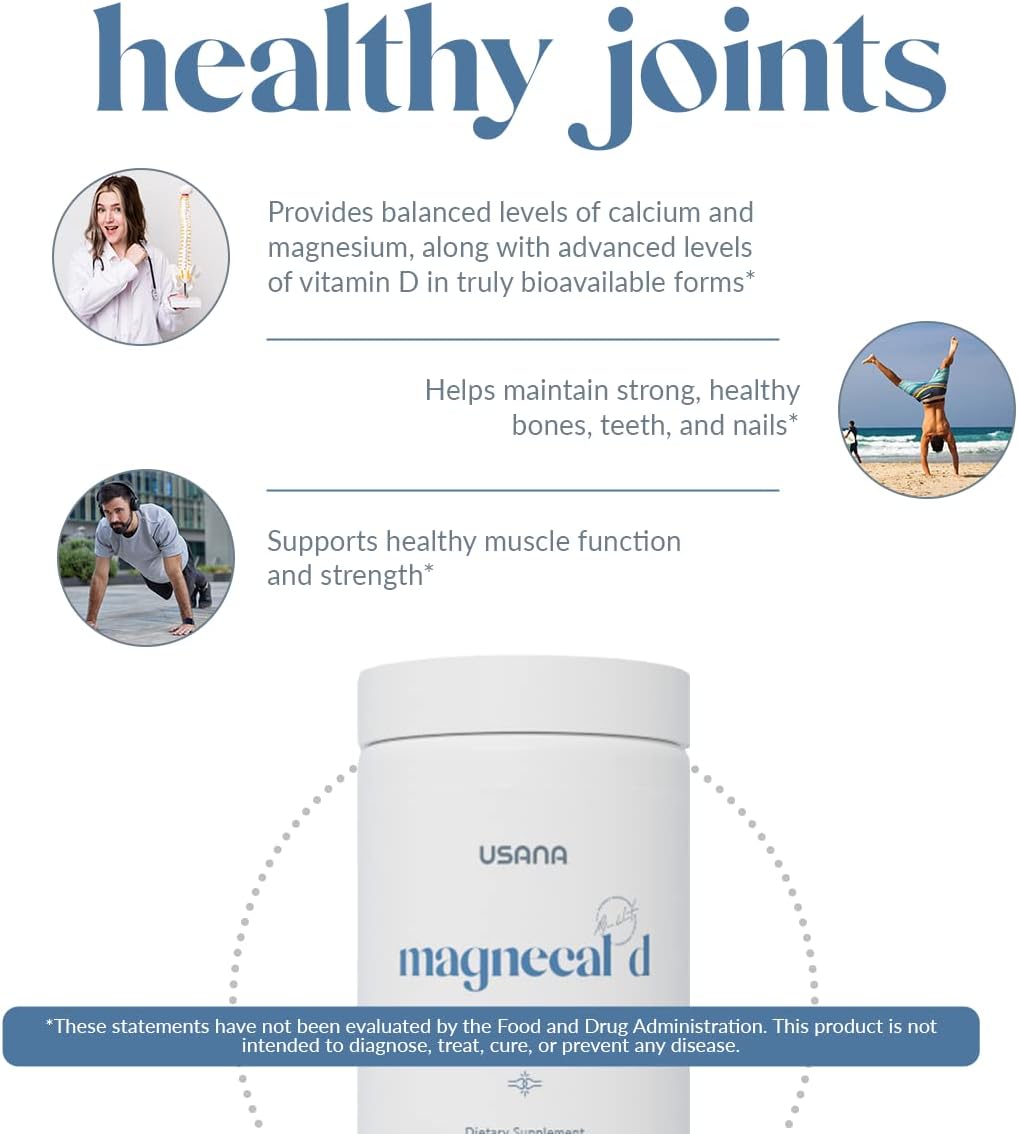USANA MagneCal D Tablets - Enhance Bone Health & Strength with Balanced Magnesium, Calcium, and Vitamin D - 112 Tablets