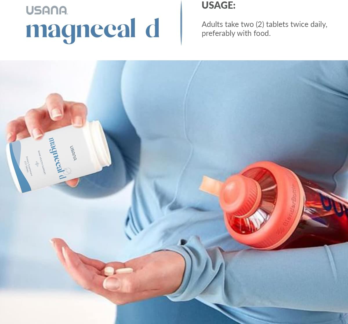 USANA MagneCal D Tablets - Enhance Bone Health & Strength with Balanced Magnesium, Calcium, and Vitamin D - 112 Tablets