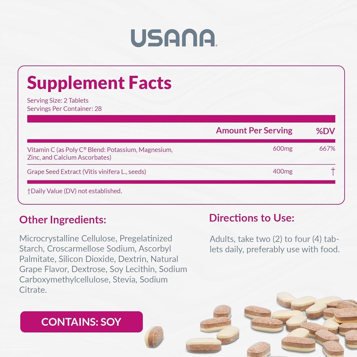 USANA Proflavanol C200 - Heart Health Antioxidant with Bioflavonoids & Vitamin C - 56 Tablets