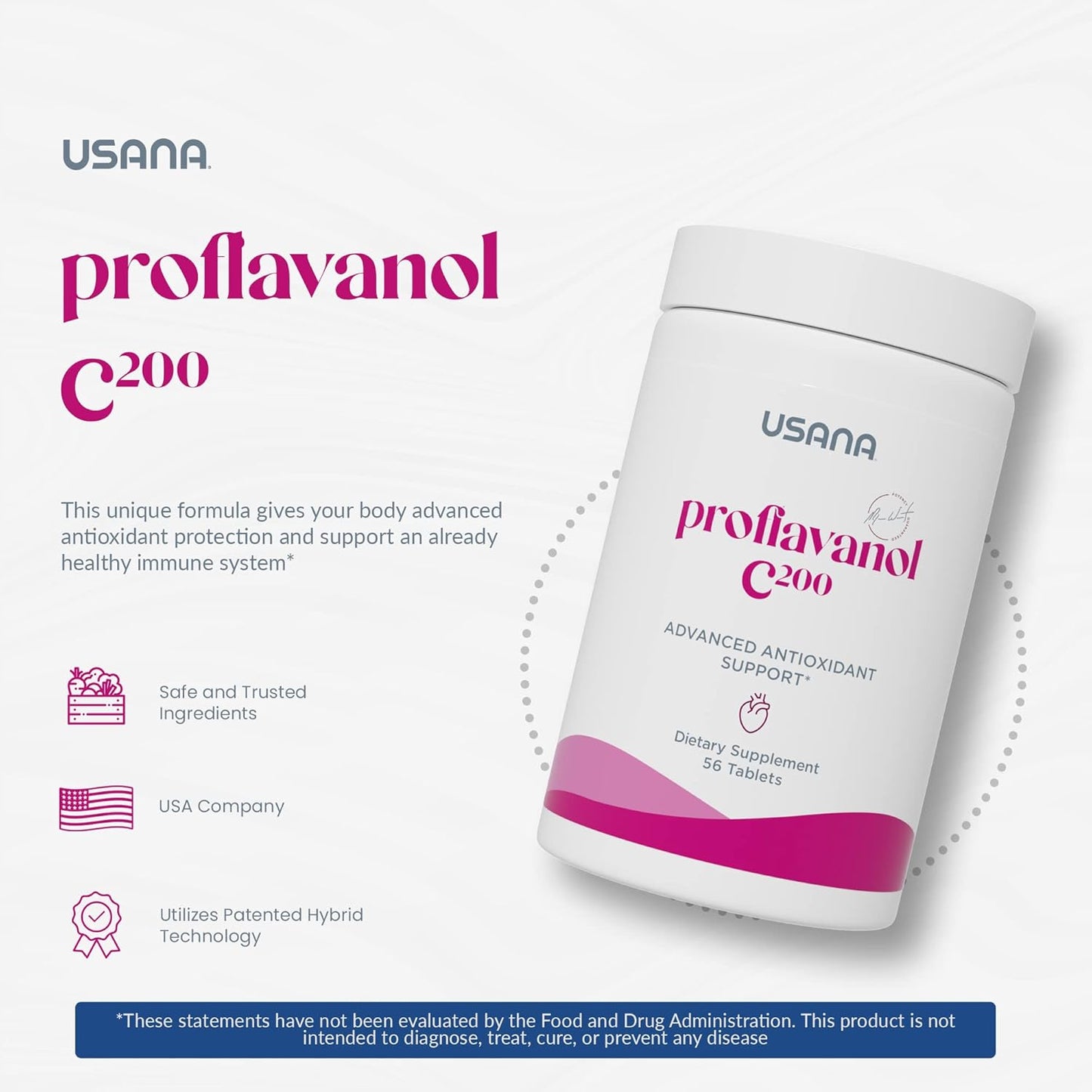 USANA Proflavanol C200 - Heart Health Antioxidant with Bioflavonoids & Vitamin C - 56 Tablets