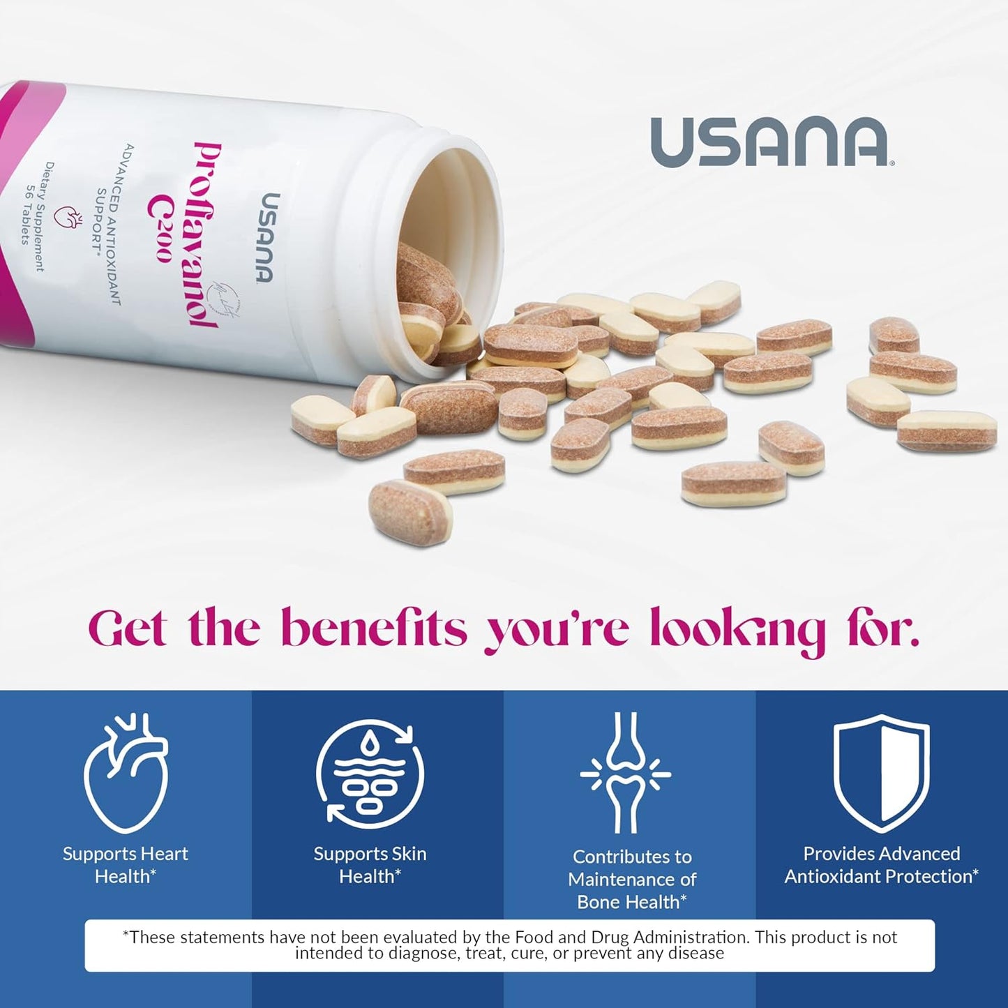 USANA Proflavanol C200 - Heart Health Antioxidant with Bioflavonoids & Vitamin C - 56 Tablets