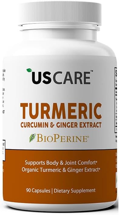 USCare Nutrition Turmeric Curcumin Capsules with Ginger, 95% Curcuminoids, and BioPerine - 120 Vegetarian Capsules