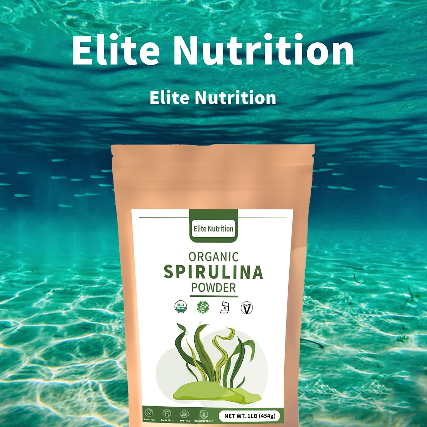 USDA Certified Elite Nutrient Organic Spirulina Powder - Non-GMO Superfood for Energy and Immunity - High Protein - Individual Packets