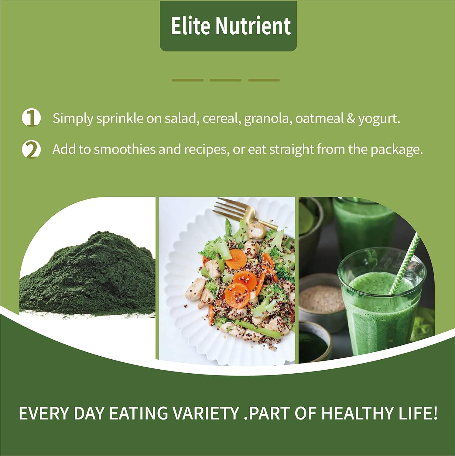 USDA Certified Elite Nutrient Organic Spirulina Powder - Non-GMO Superfood for Energy and Immunity - High Protein - Individual Packets