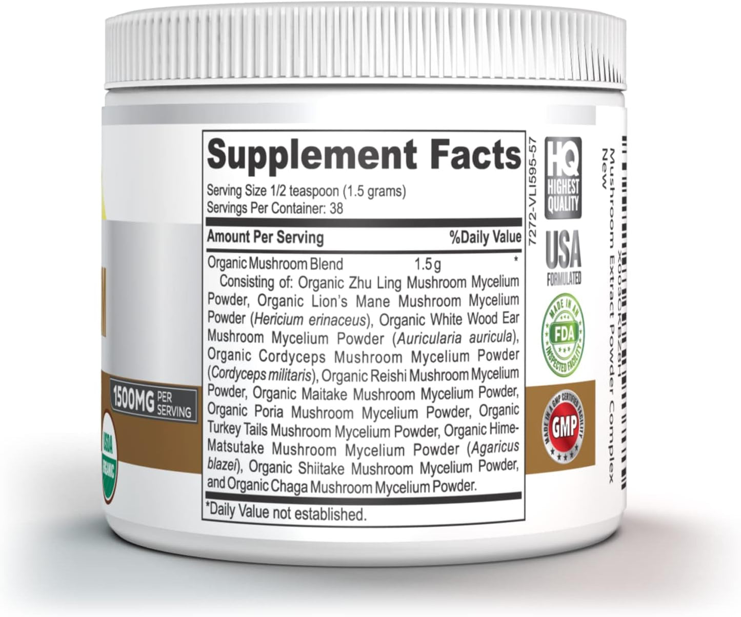 USDA Certified Organic 11 Mushroom Powder for Immunity & Energy - Lion's Mane, Reishi, Cordyceps, and More - No Fillers - Vitalité Now!