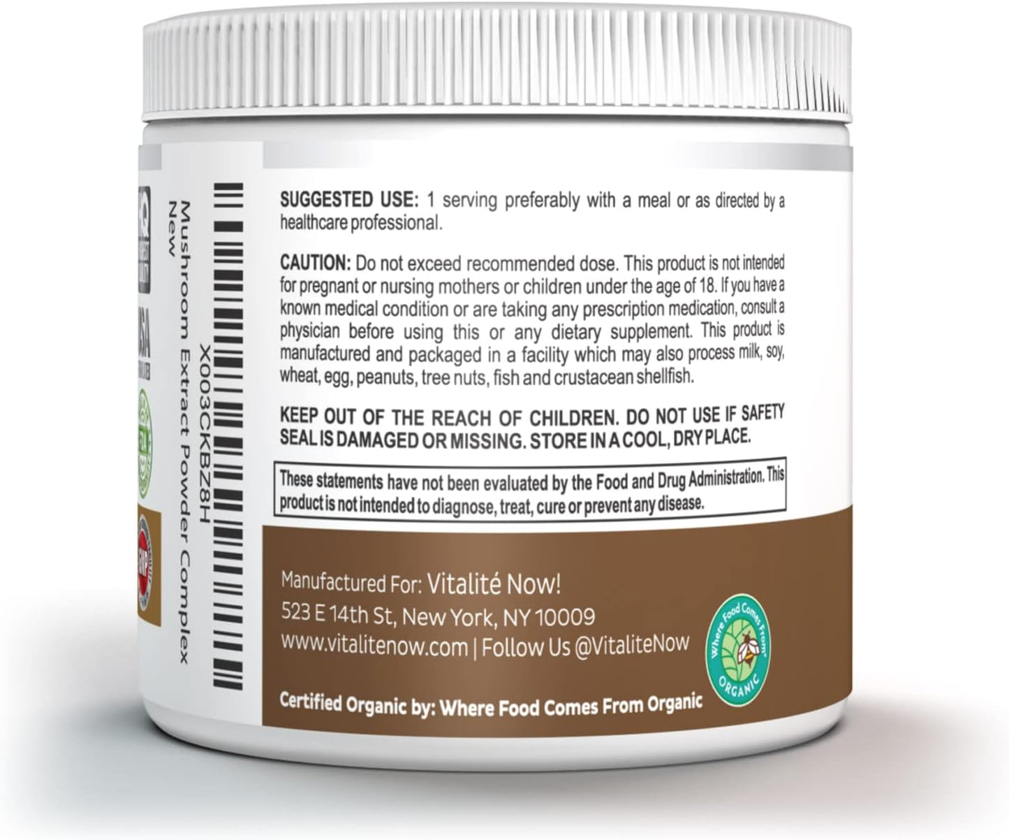 USDA Certified Organic 11 Mushroom Powder for Immunity & Energy - Lion's Mane, Reishi, Cordyceps, and More - No Fillers - Vitalité Now!