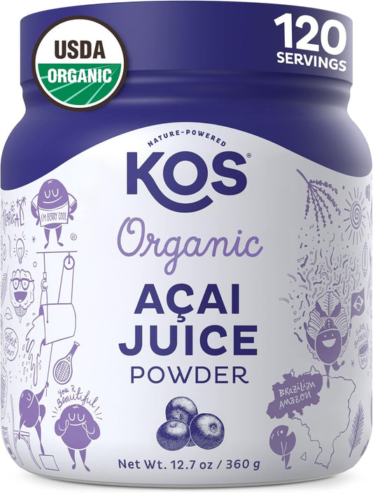 USDA Certified Organic Acai Juice Powder - Superfood Antioxidants from Brazil - Vegan, Gluten-Free, Non-GMO - 120 Servings
