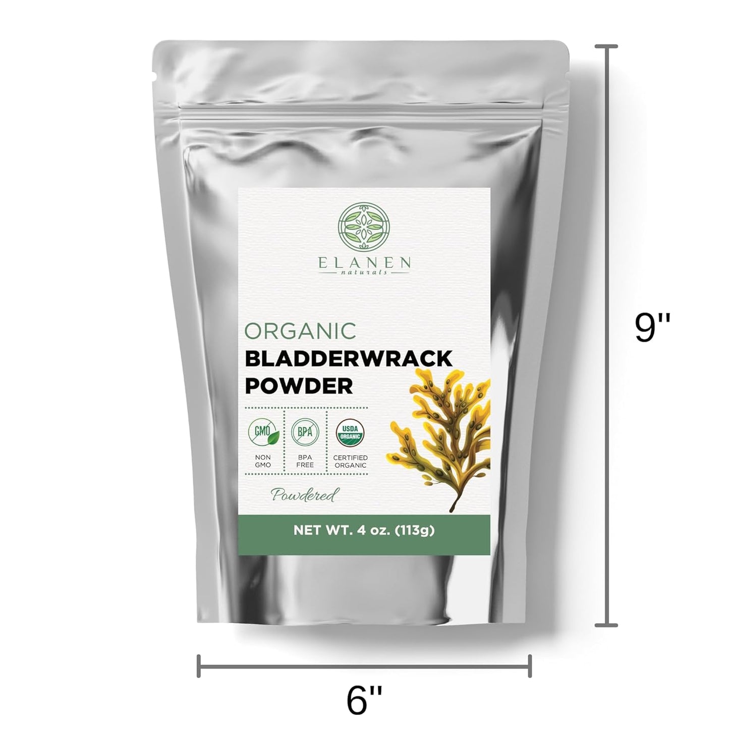 USDA Certified Organic Bladderwrack Powder 4 oz. (113g) - Natural Kelp Supplement from France - Fucus Bladder Wrack Herb Powder
