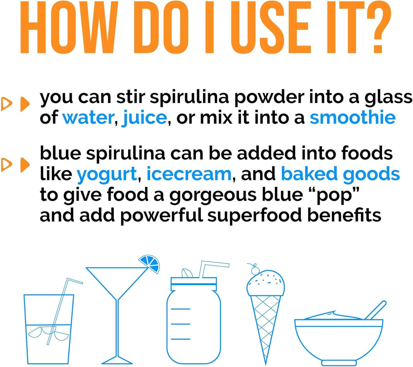 USDA Certified Organic Blue Spirulina Powder - 120 Servings of 100% Pure Superfood Algae for Smoothies & Drinks - Non GMO, Gluten-Free, Vegan - Natural Food Coloring without Fishy Smell