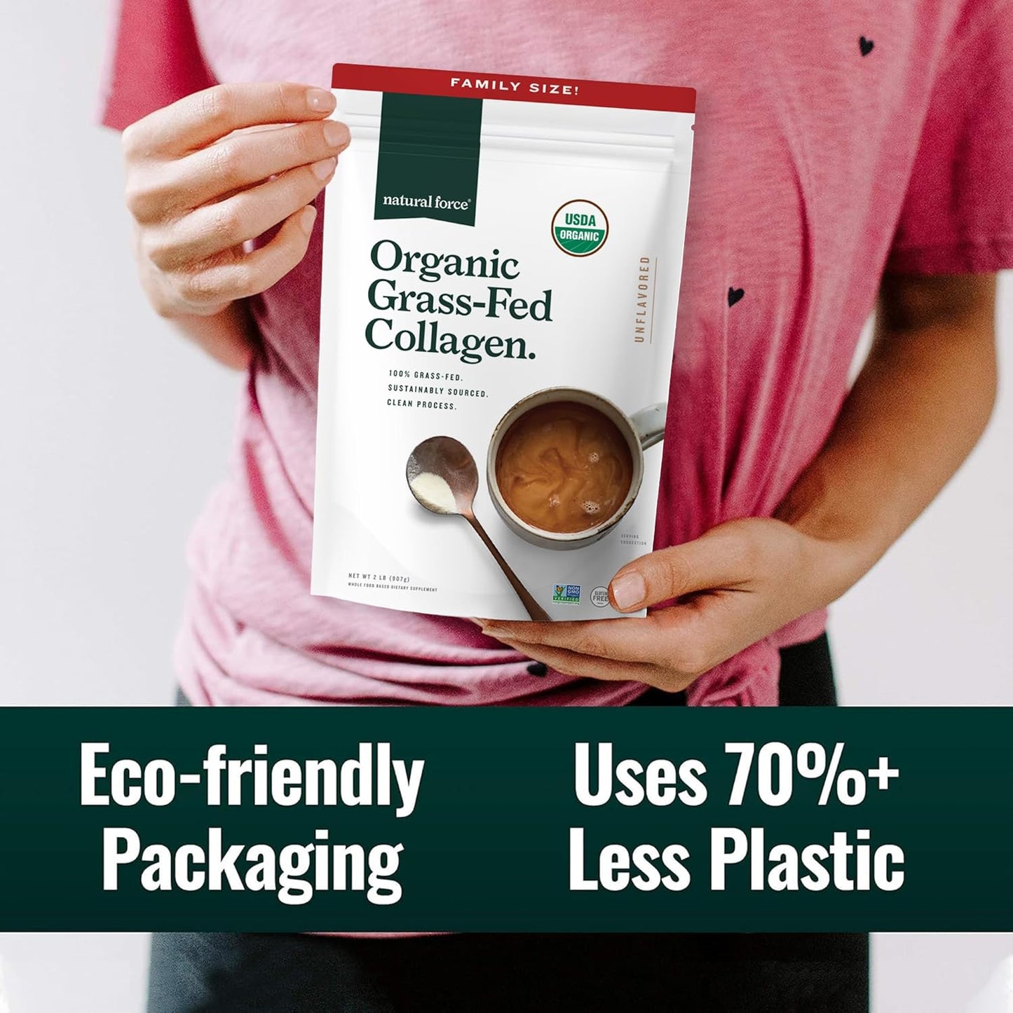 USDA Certified Organic Clean Collagen Peptides Powder - Non-GMO, Keto & Paleo Certified - Hydrolyzed Type I & III Protein Powder - Essential Amino Acids - Unflavored, 32oz