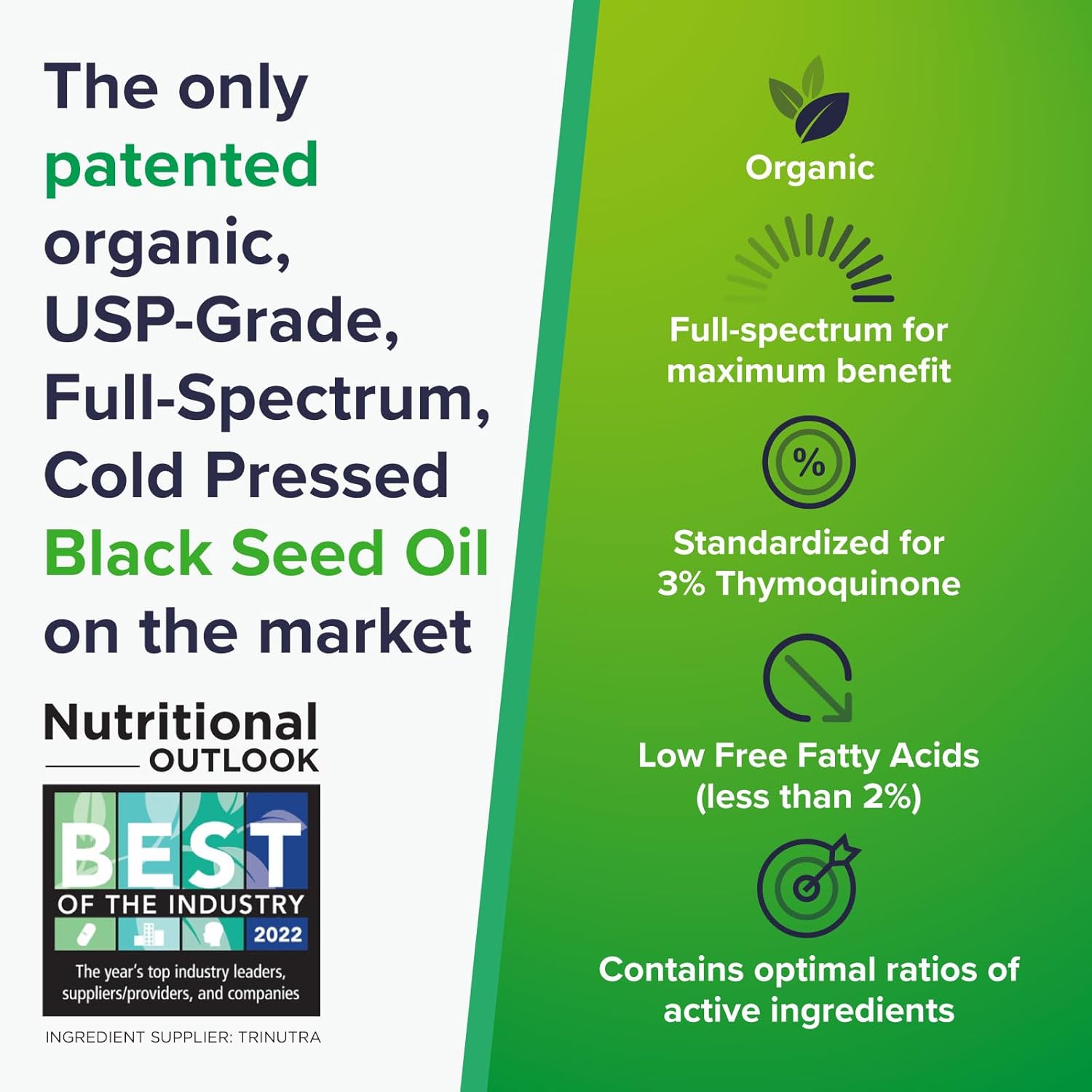 USDA Certified Organic Cold-Pressed Black Seed Oil with 3% Thymoquinone for Immune, Skin, and Joint Health