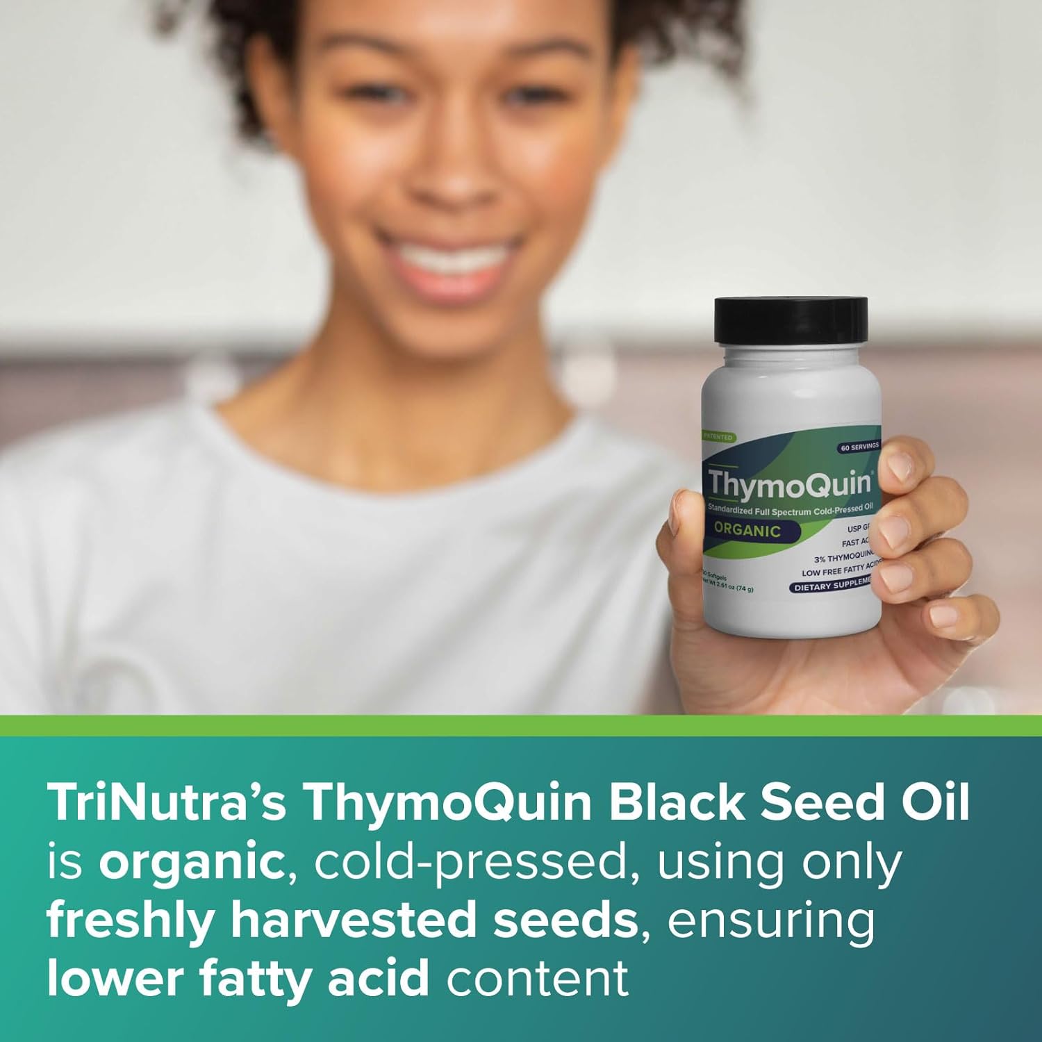 USDA Certified Organic Cold-Pressed Black Seed Oil with 3% Thymoquinone for Immune, Skin, and Joint Health