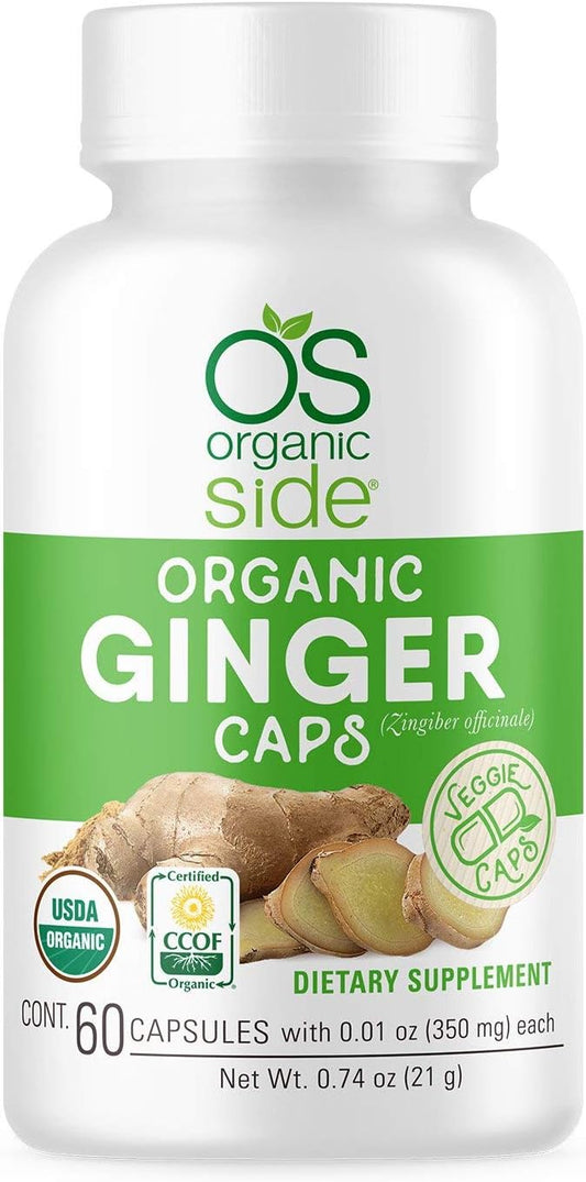 USDA Certified Organic Ginger Capsules for Digestive Health Support | Vegan | Non-GMO | 60 Capsules