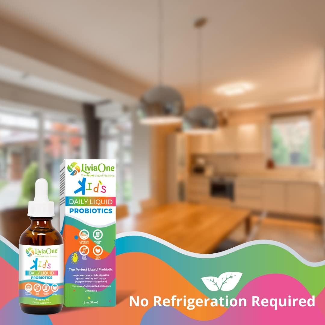 USDA-Certified Organic Liquid Probiotics for Kids | Digestive Health & Immune Support | Vegan & Allergen-Free | Non-GMO | 2 Fl Oz