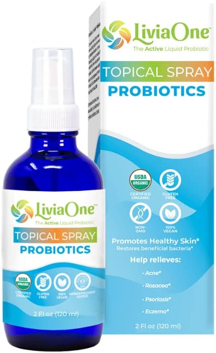 USDA-Certified Organic LiviaOne Liquid Probiotics Spray, Gluten-Free Vegan Formula, Non-GMO & Raw, 2 Fl Oz