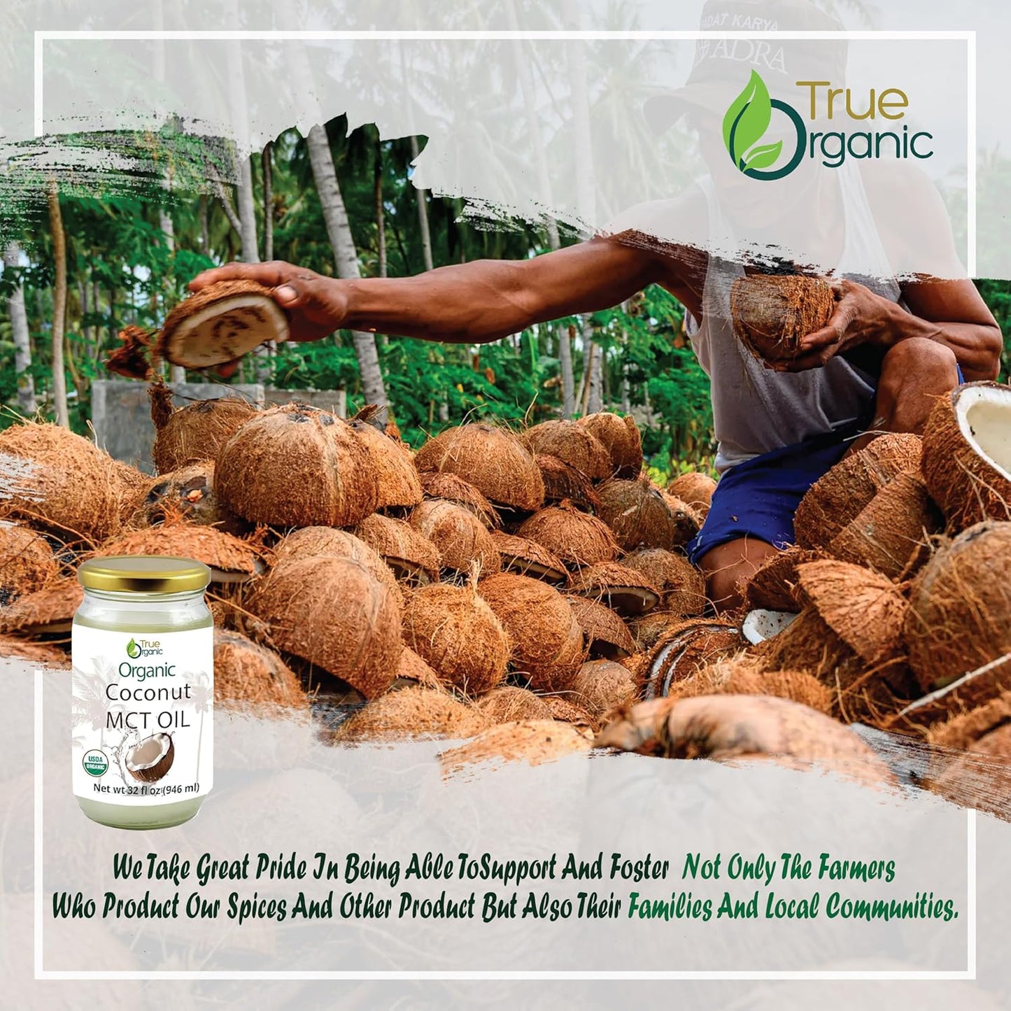 USDA Certified Organic MCT Coconut Oil - Non-GMO, 32 fl oz - True Organic MCT Oil
