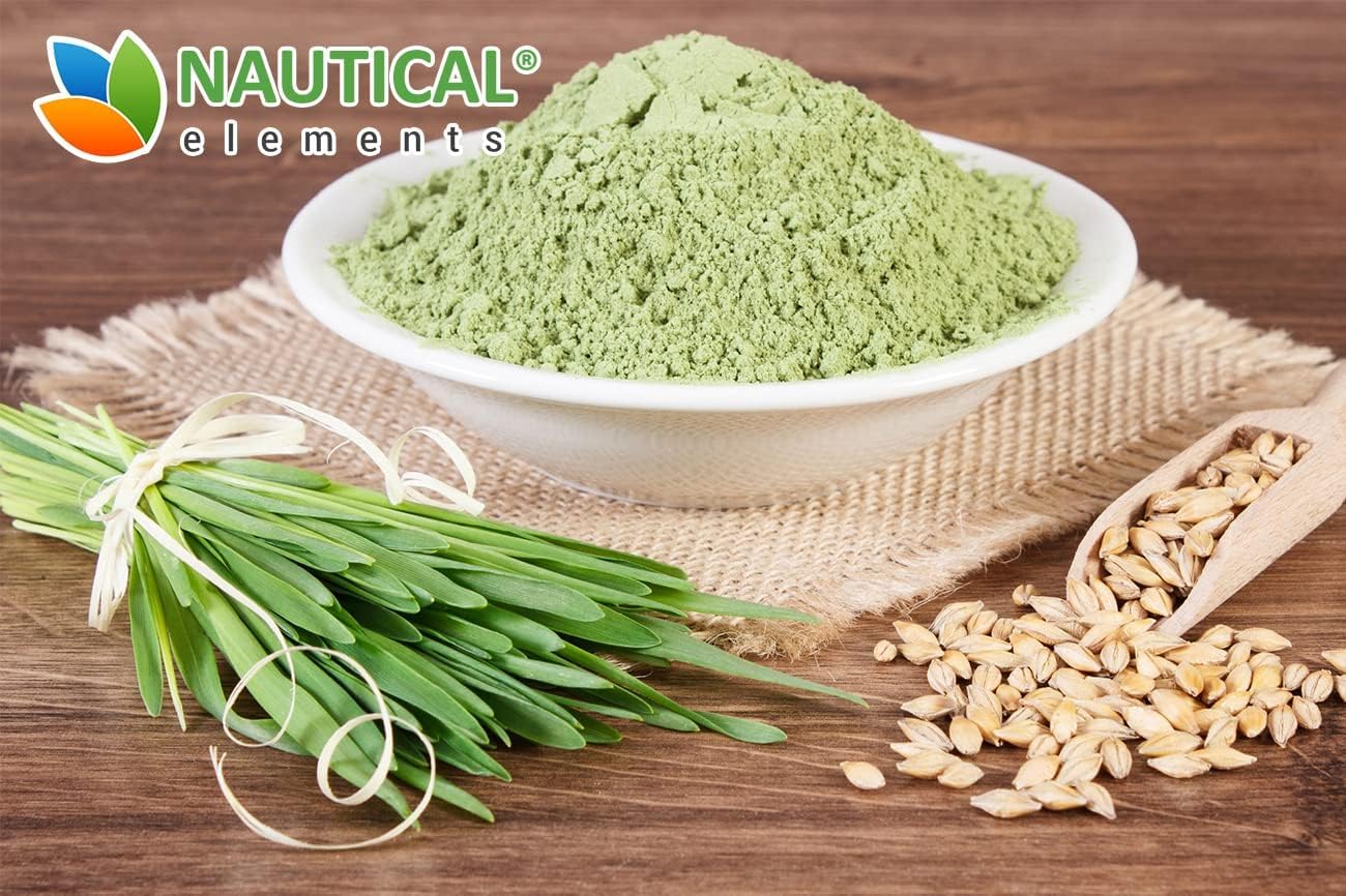 USDA Certified Organic Nautical Elements Barley Grass Powder - Non-GMO, Vegan, Rich in Antioxidants, Minerals, and Amino Acids - 200 Grams