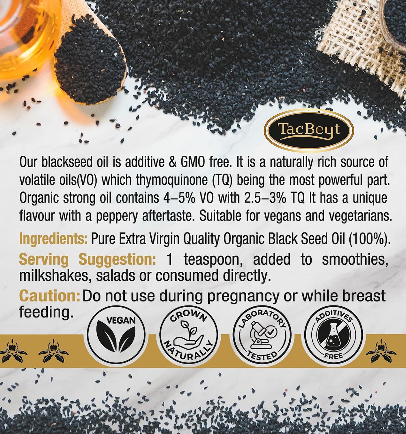 USDA Certified Turkish Black Seed Oil Liquid | 100% Organic Special Seed | Highest Thymoquinone Content | Cold-Pressed, Non GMO (3.38 Fl Oz)