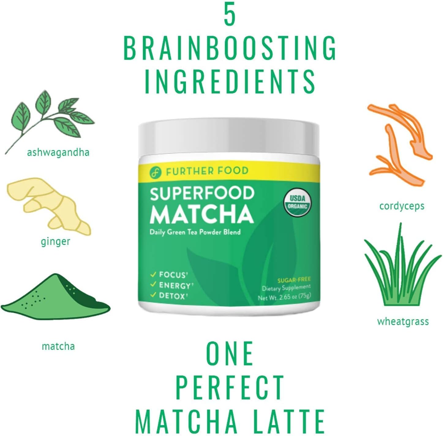USDA Organic Japanese Matcha Green Tea Powder - Natural Energy Boost with Antioxidants for Immune Support - 30 Servings
