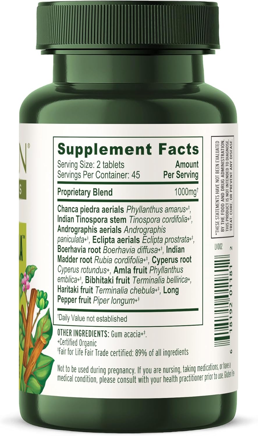 USDA Organic Liver Formula Tablets - 90 Tablets of Cleansing Bitter Herbs for Liver and Gallbladder Detox *