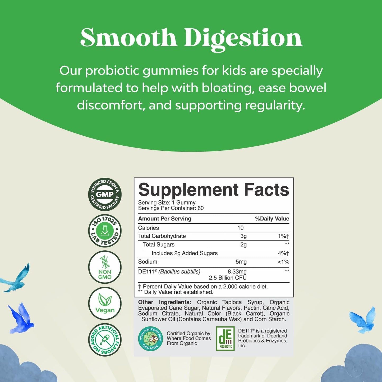 USDA Organic Probiotic Gummies for Kids - Vegan Non-GMO Immunity & Digestive Health - Strawberry Flavor (4 Month Supply)